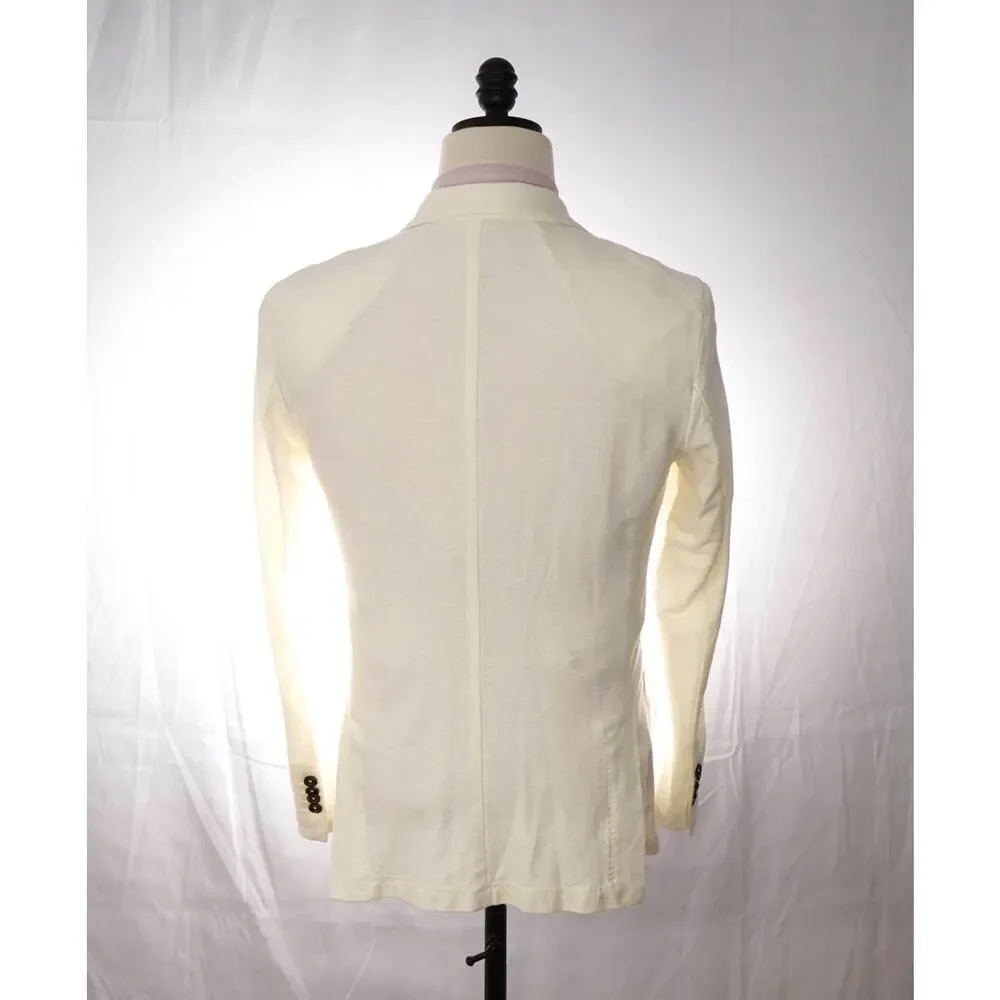 $1,095 ELEVENTY - LINEN/COTTON Patch White Pique Blazer - 36